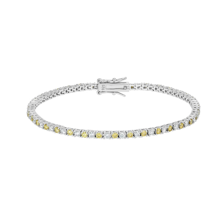 Yellow Sapphire & Moissanite Tennis Bracelet Lab Grown Diamonds