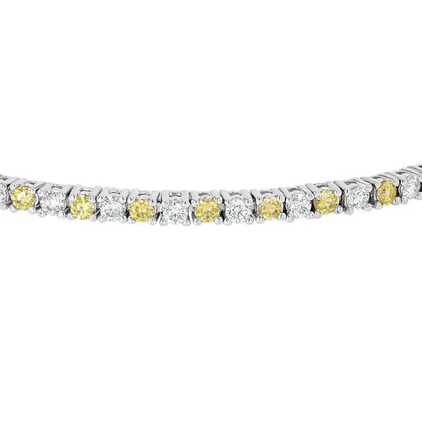Yellow Sapphire & Moissanite Tennis Bracelet Lab Grown Diamonds