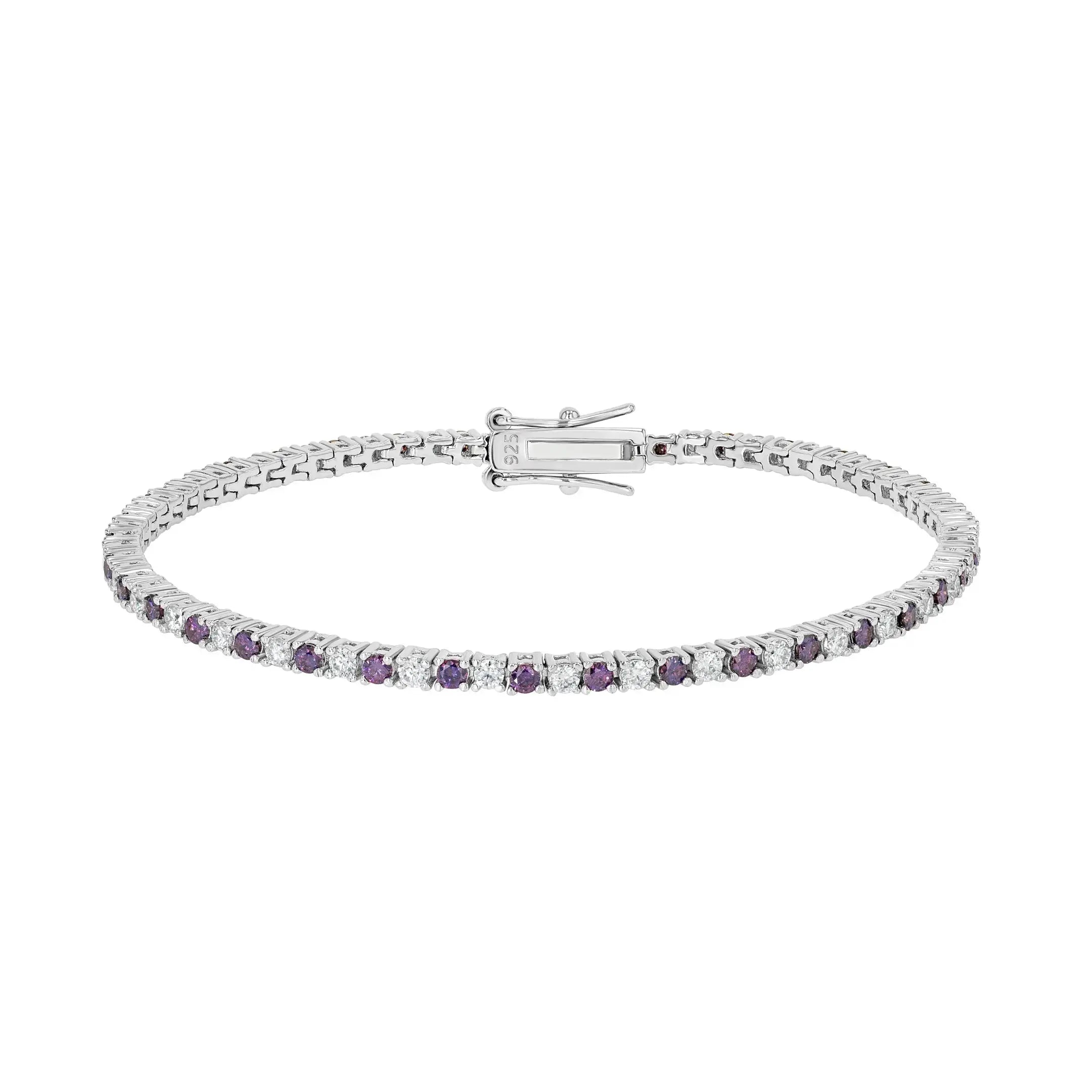 Amethyst & Moissanite Tennis Bracelet Lab Grown Diamonds