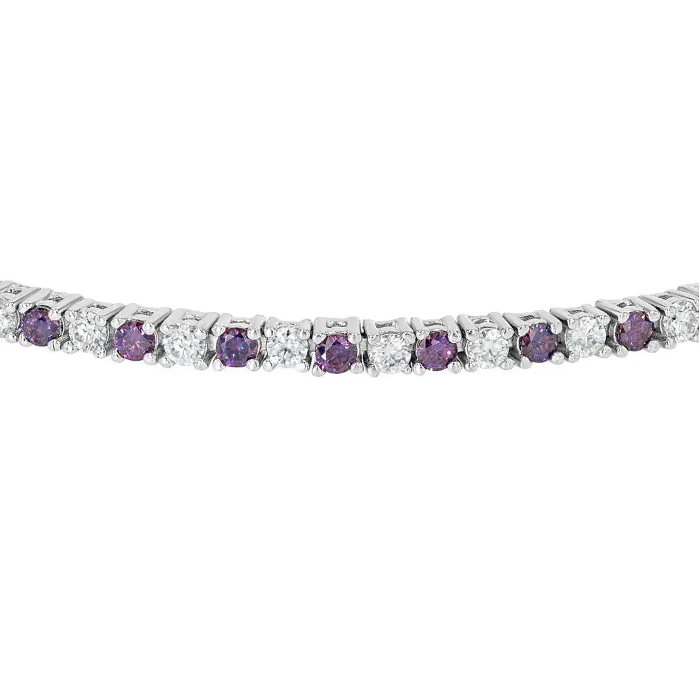 Amethyst & Moissanite Tennis Bracelet Lab Grown Diamonds