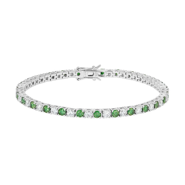 Emerald & Moissanite Tennis Bracelet Lab Grown Diamonds