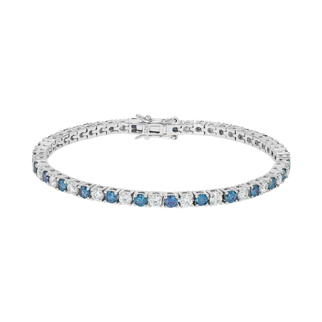 Blue Sapphire & Moissanite Tennis Bracelet Lab Grown Diamonds