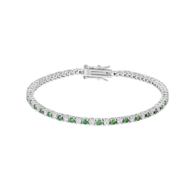 Emerald & Moissanite Tennis Bracelet Lab Grown Diamonds