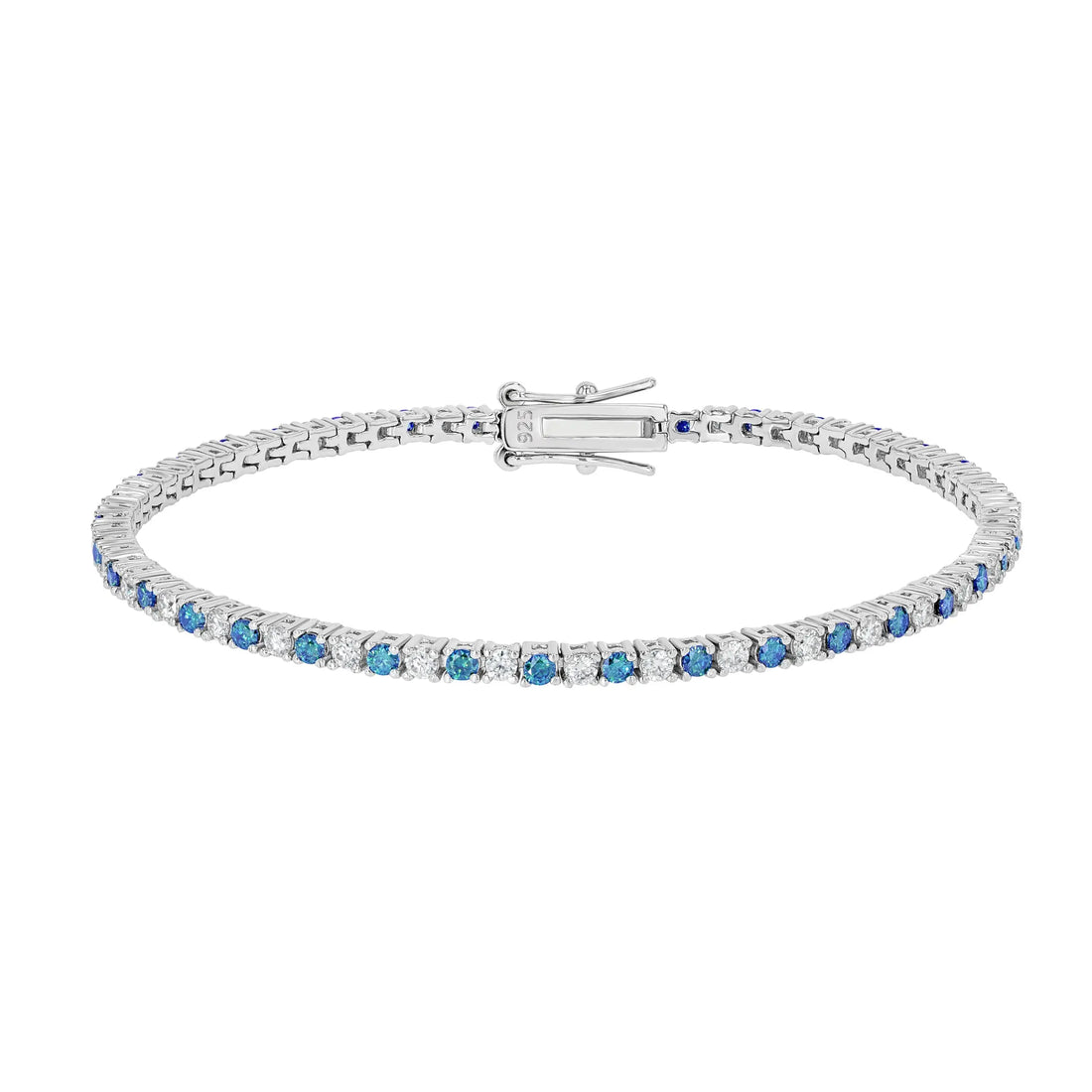 Blue Sapphire & Moissanite Tennis Bracelet Summer Diamonds