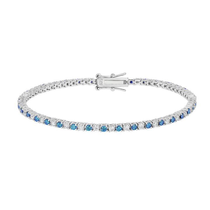 Blue Sapphire & Moissanite Tennis Bracelet Summer Diamonds