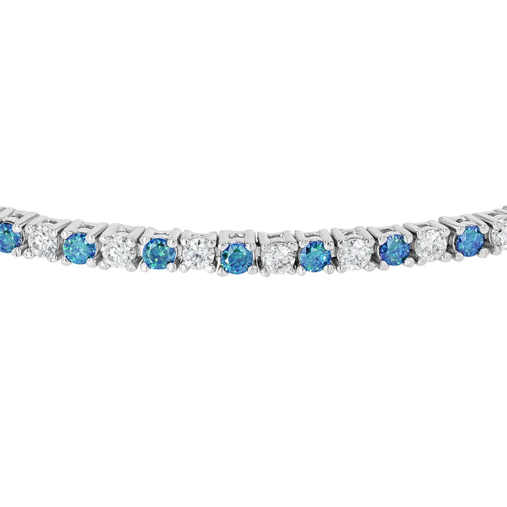 Blue Sapphire & Moissanite Tennis Bracelet Summer Diamonds