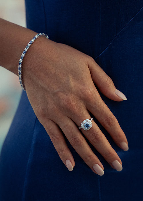 blue sapphire and moissanite jewellery