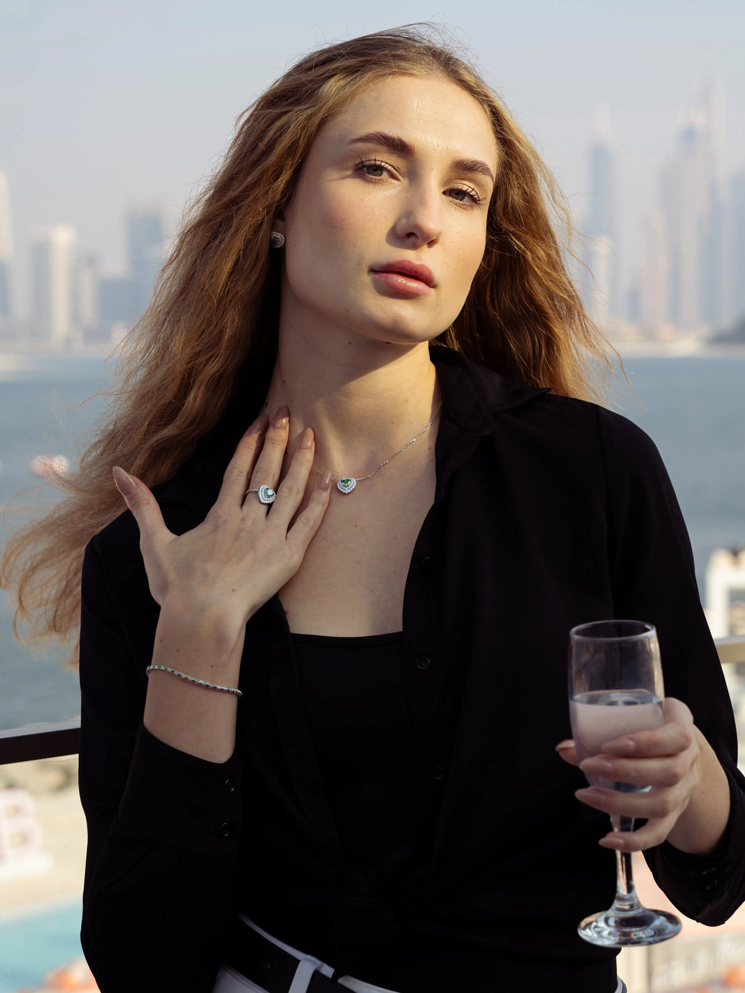 Emerald & Moissanite Heart Cut Jewellery Set - Lab Grown Diamonds Store