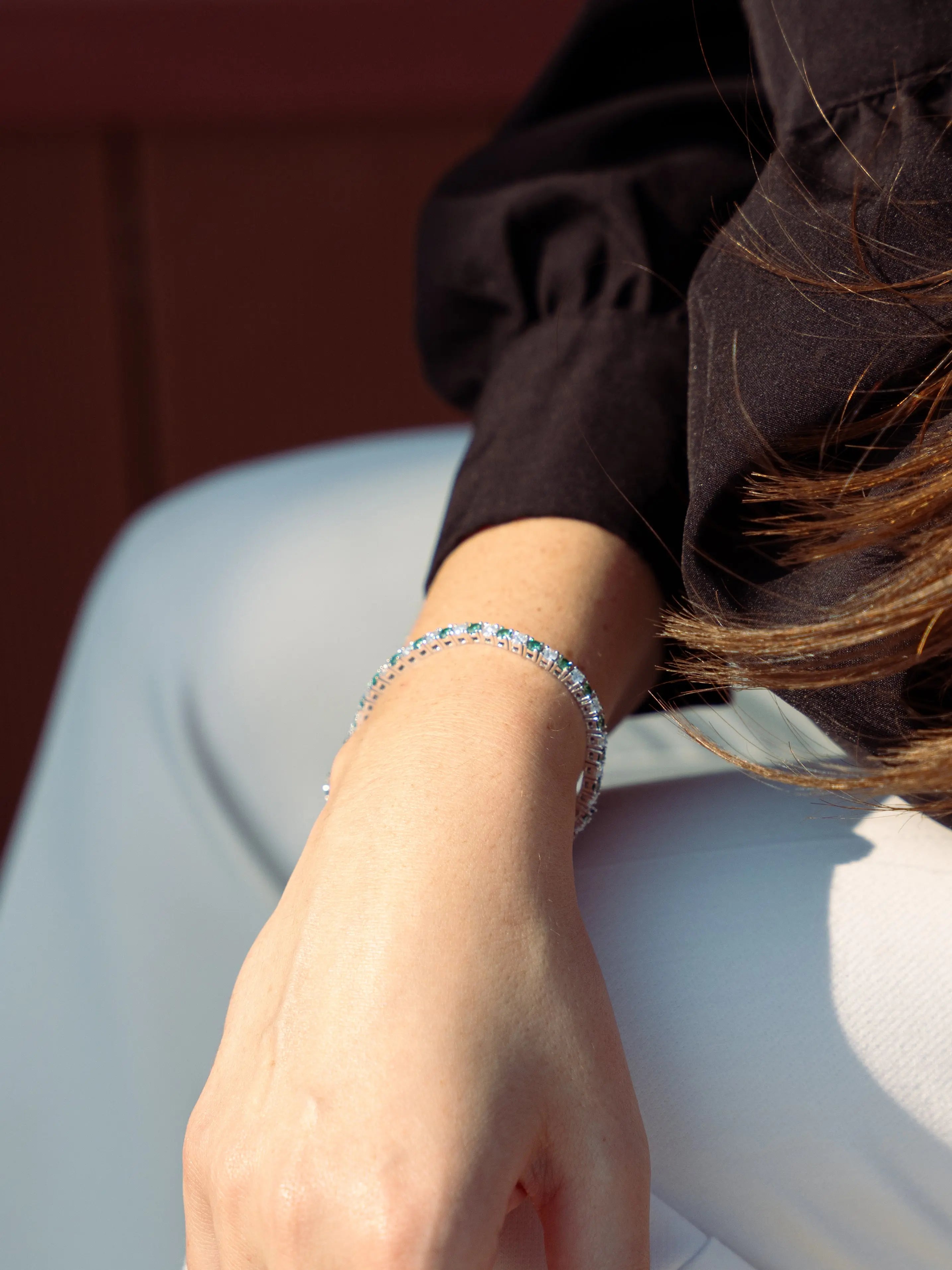 Emerald & Moissanite Tennis Bracelet - Lab Grown Diamonds Store