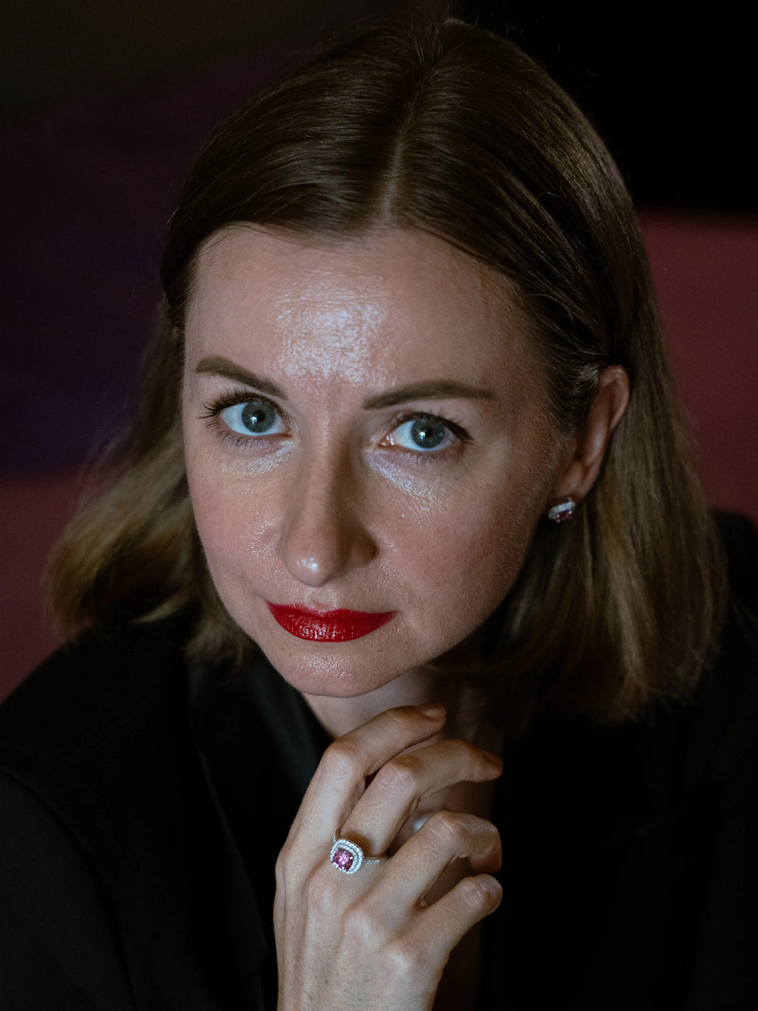 Pink Diamond Inspired & Moissanite Cushion Cut Halo Ring - Lab Grown Diamonds Store