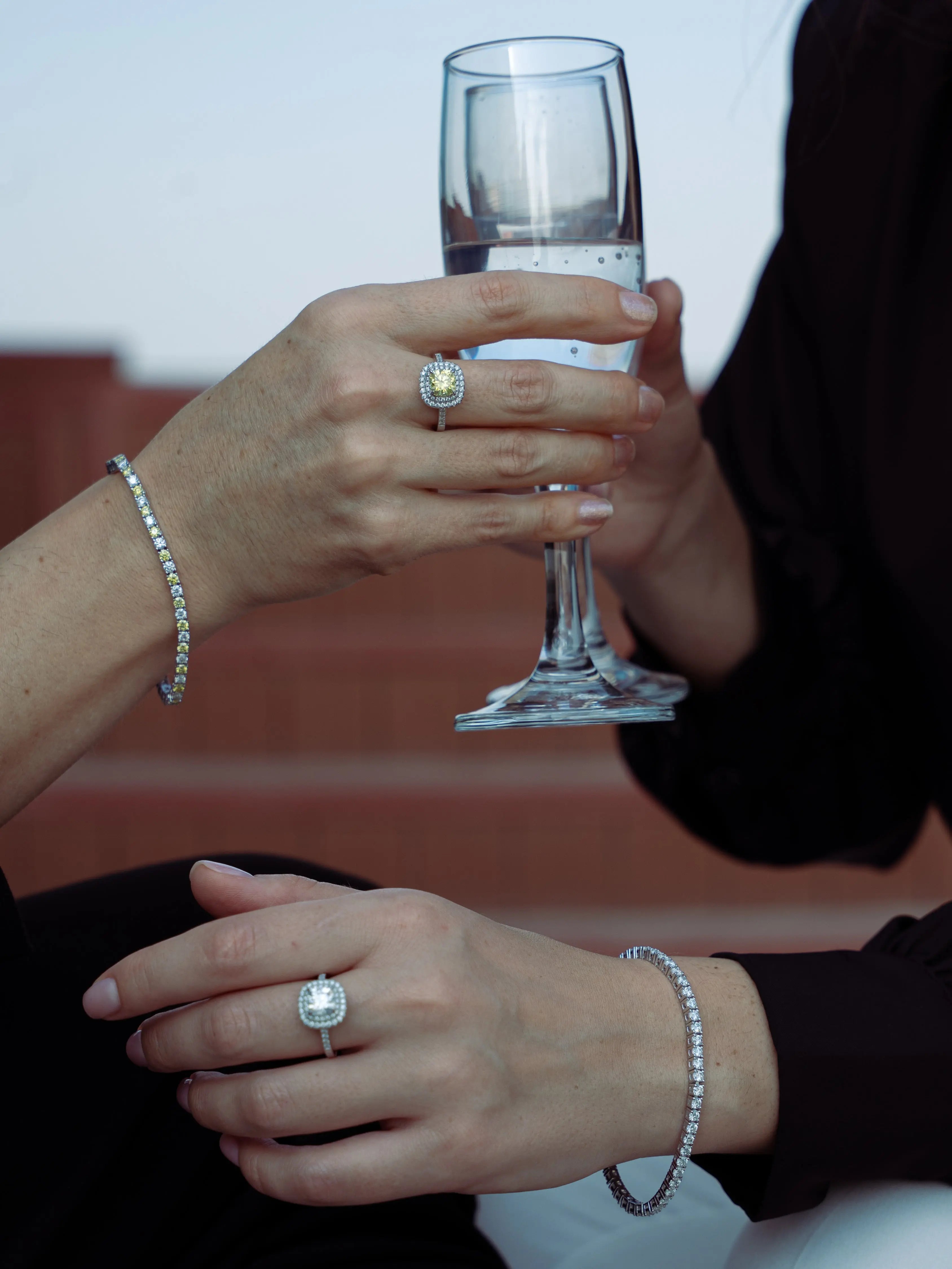 Yellow Sapphire & Moissanite Cushion Cut Halo Ring - Lab Grown Diamonds Store