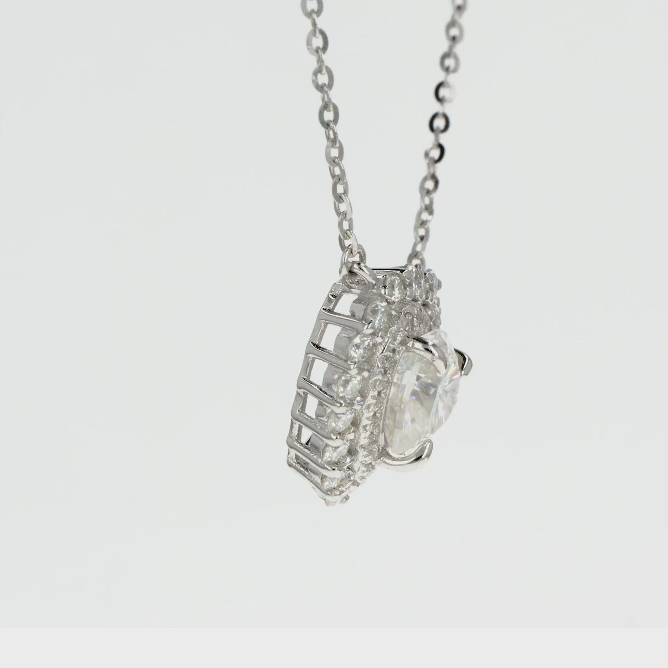 Diamond & Moissanite Heart Halo Pendant