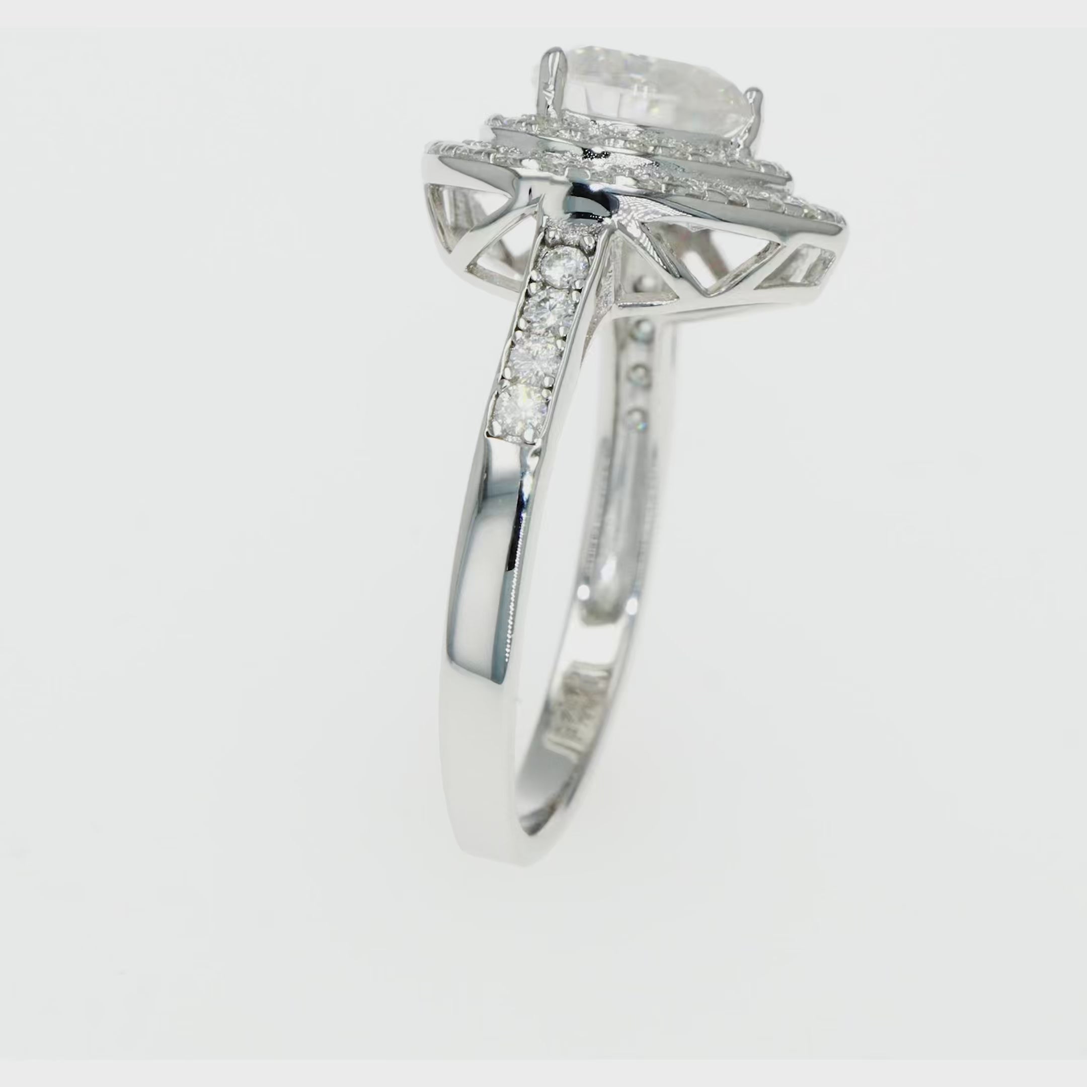 Diamond Inspired & Moissanite Heart Halo Ring