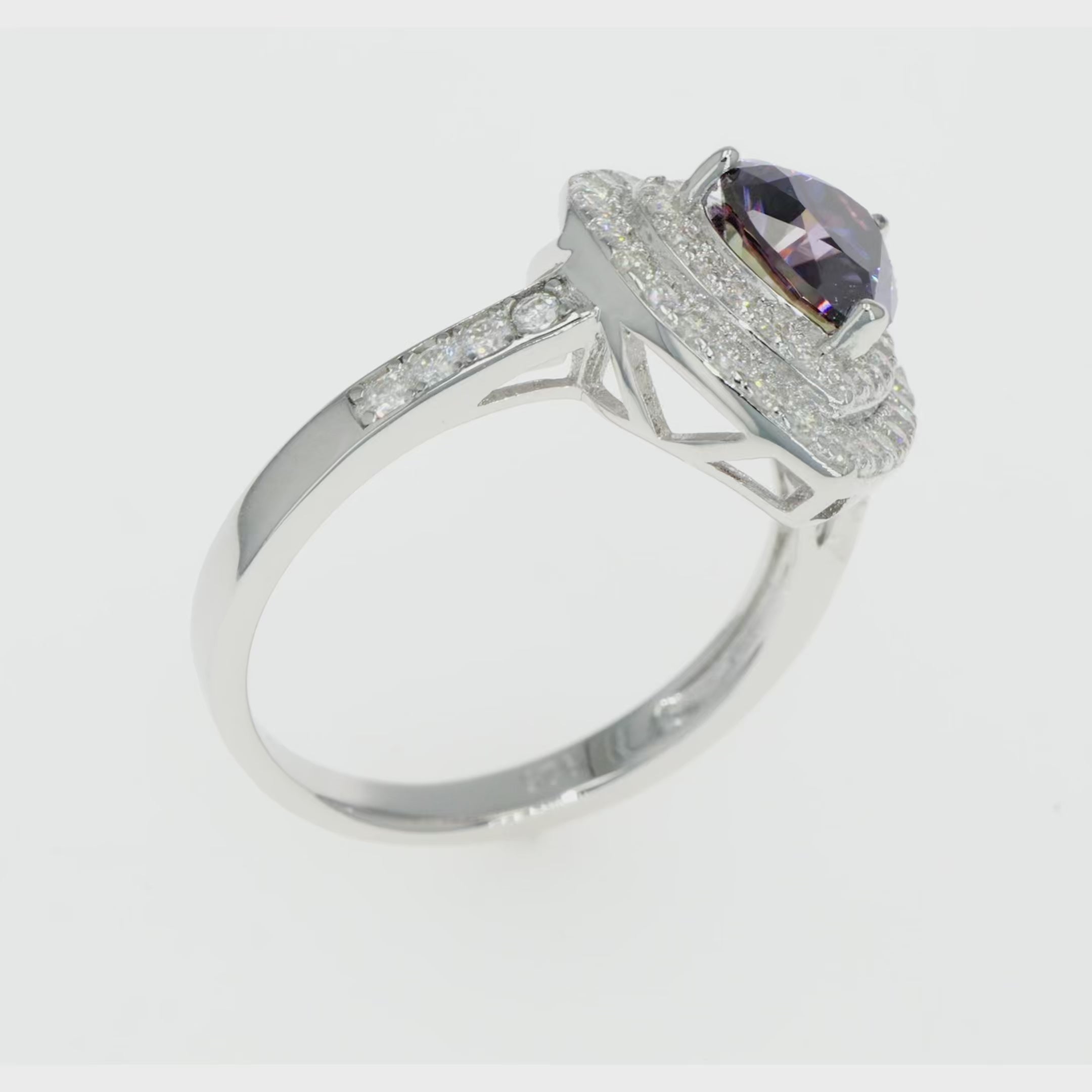 Amethyst & Moissanite Heart Halo Ring