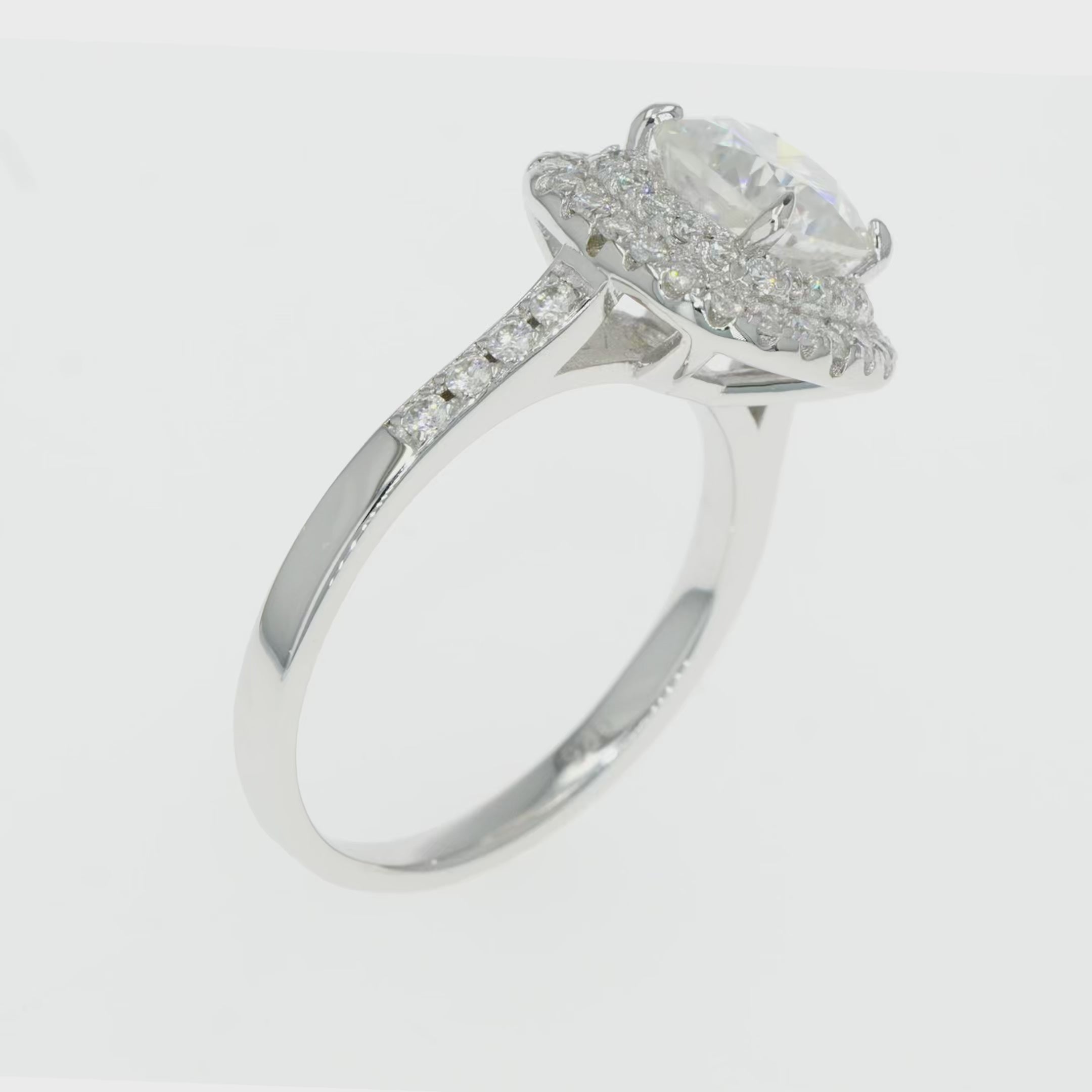 Diamond & Moissanite Cushion Cut Halo Ring