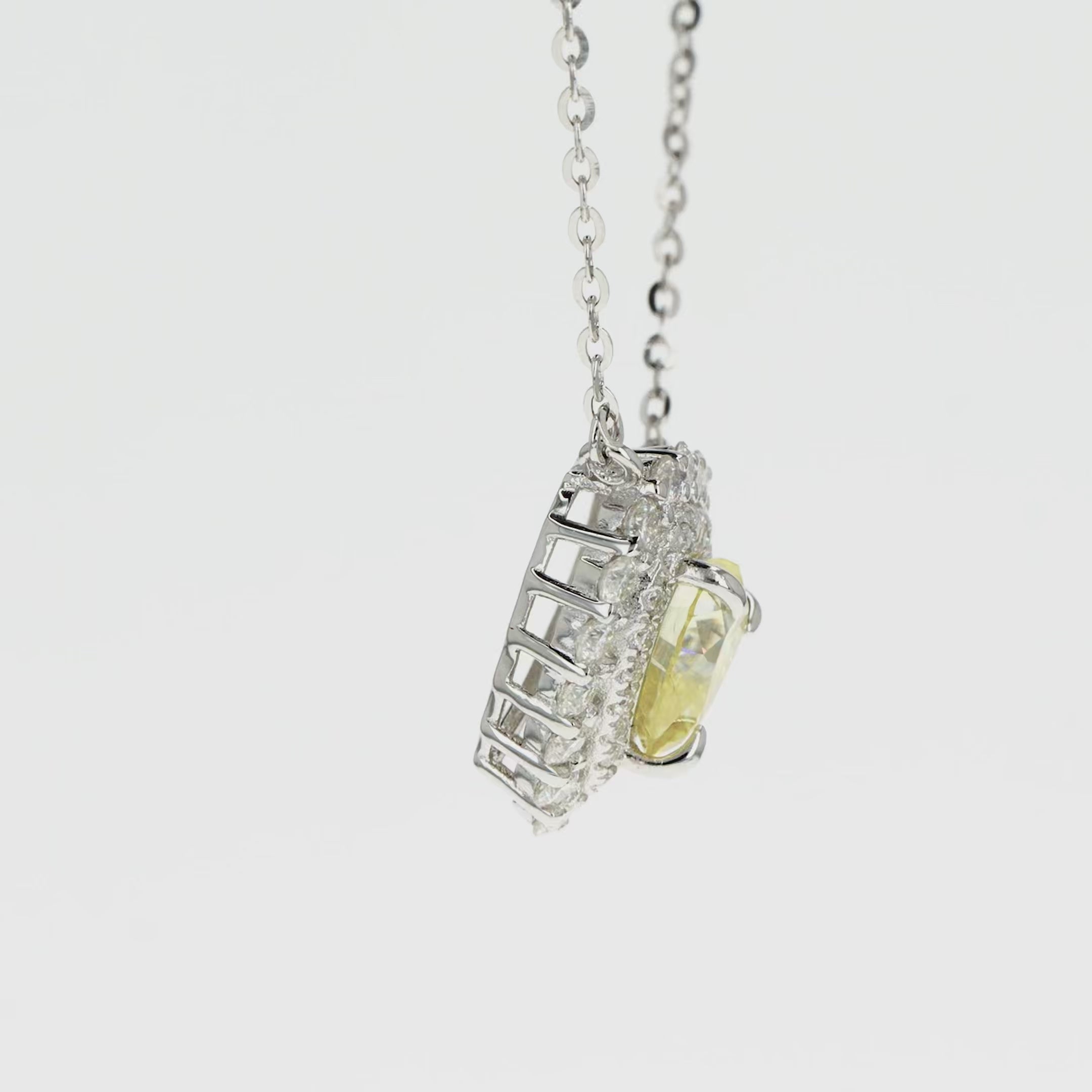 Yellow Sapphire & Moissanite Heart Halo Pendant