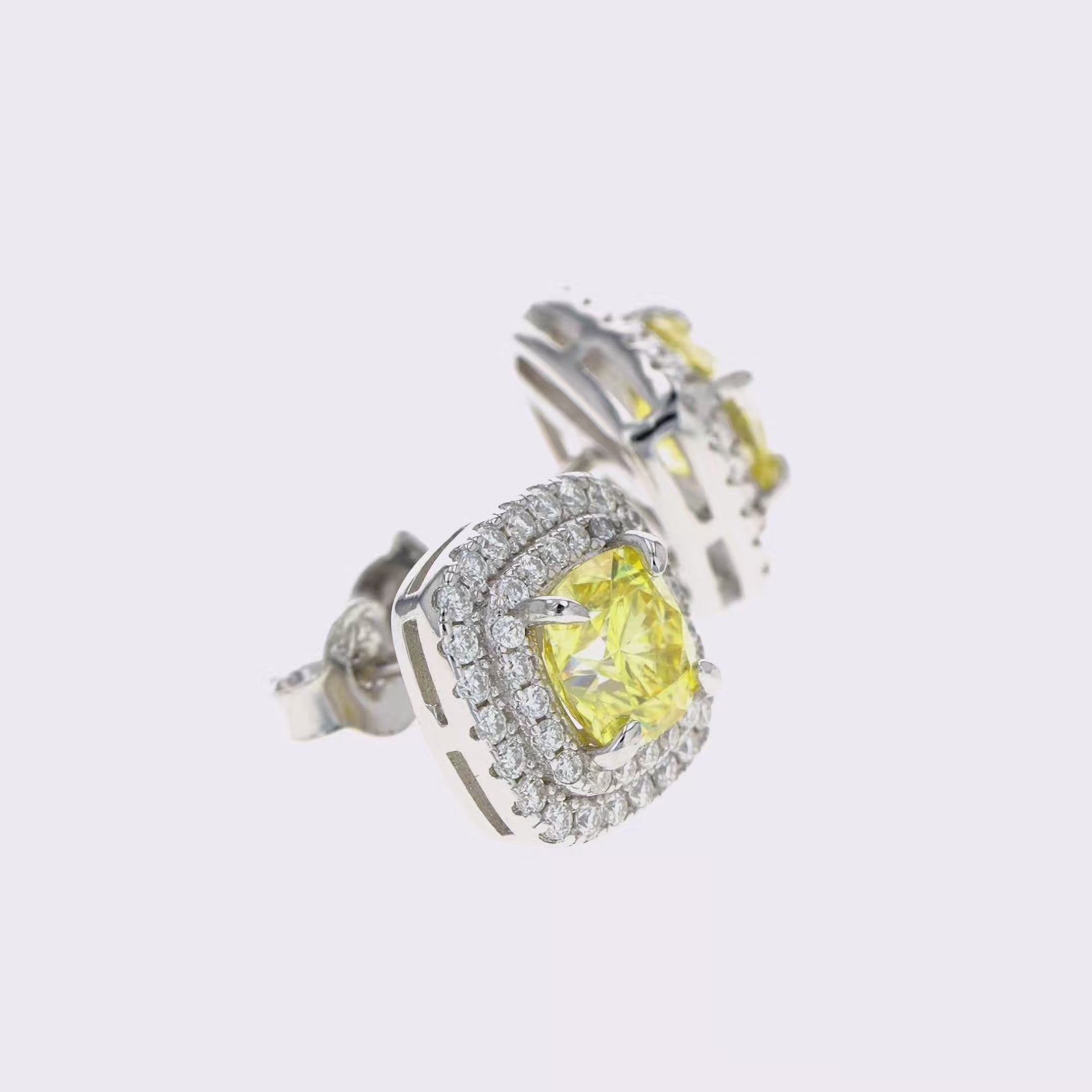 Yellow Sapphire & Moissanite Cushion Cut Jewellery Set