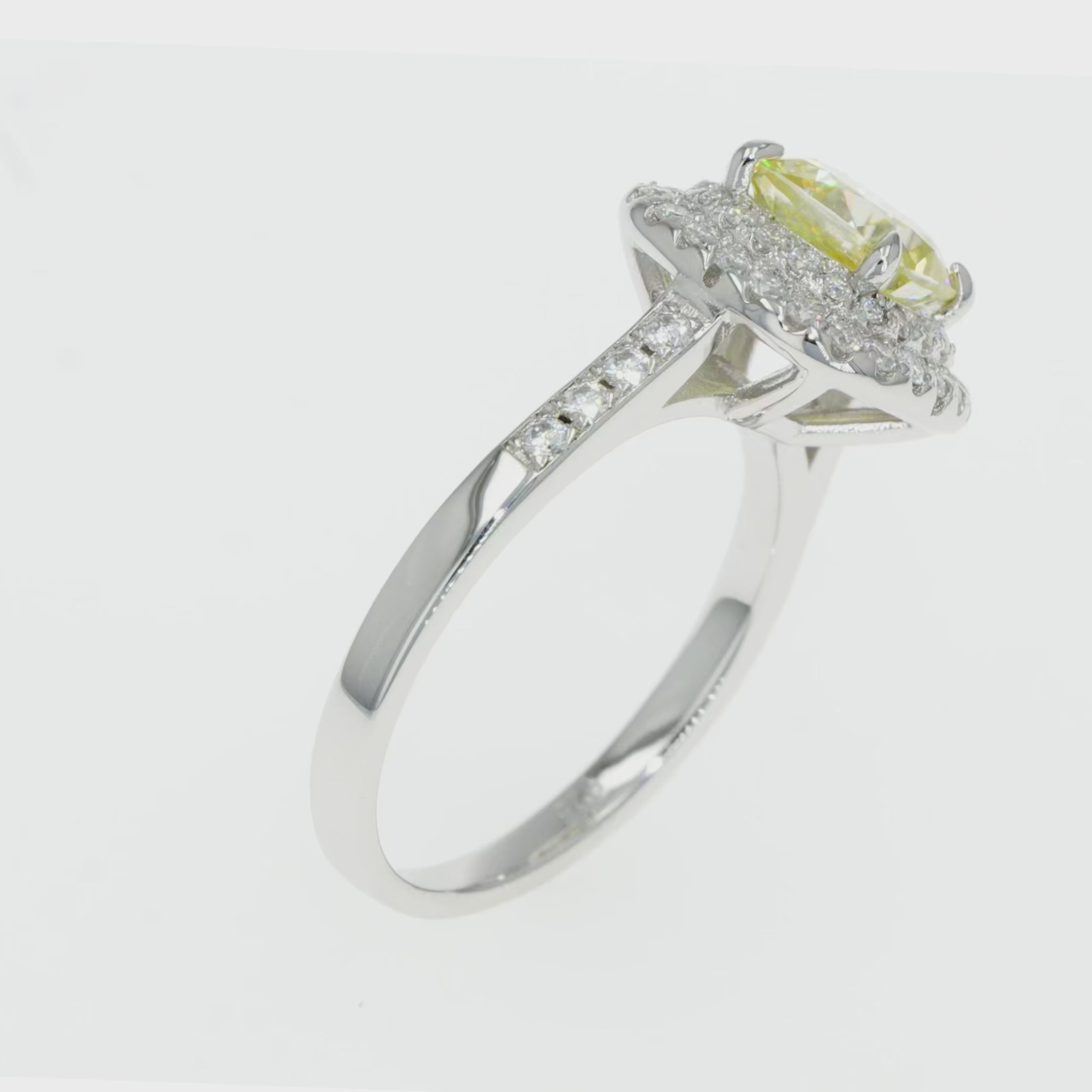 Yellow Sapphire & Moissanite Cushion Cut Halo Ring