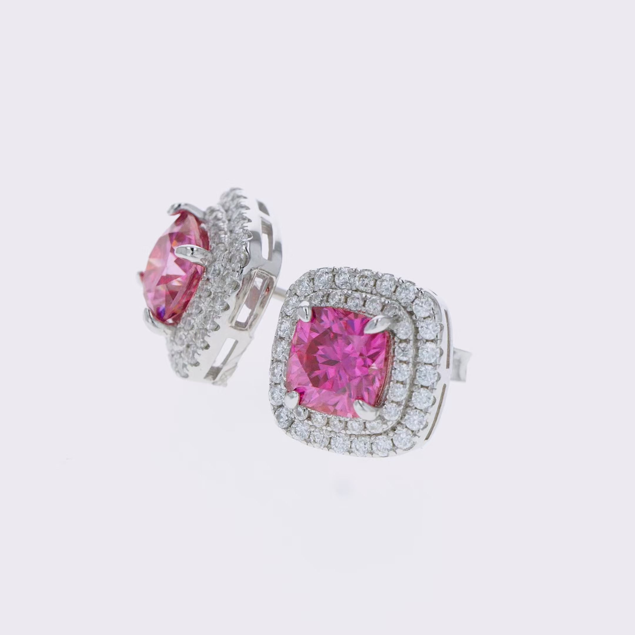 Pink Diamond & Moissanite Cushion Cut Jewellery Set