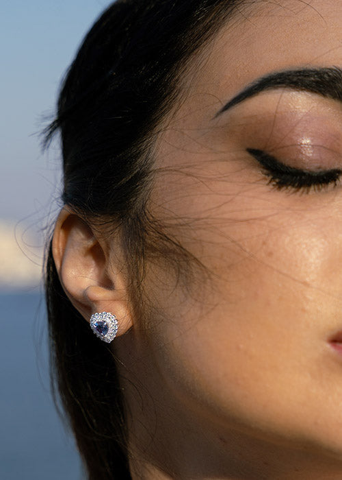 blue sapphire and moissanite earring