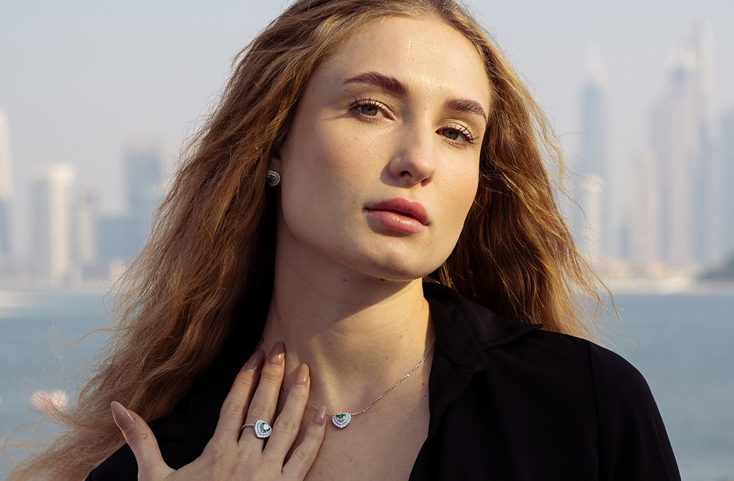 emerald moissanite and diamond jewellery